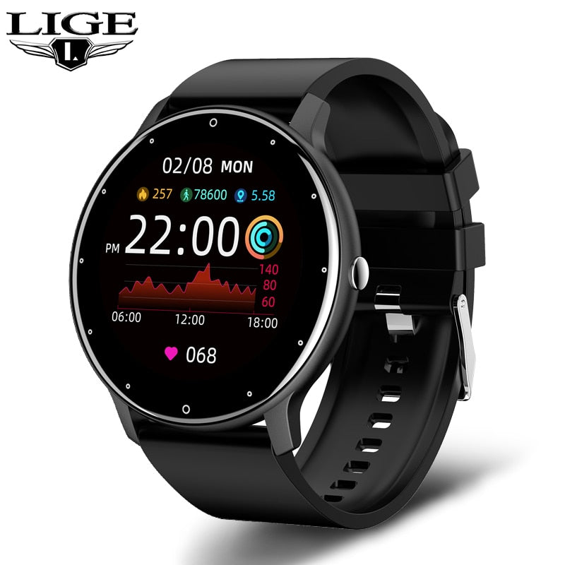LIGE 2021 New Smart Watch Men Full Touch Screen Sport Fitness Watch IP67 Waterproof Bluetooth For Android ios smartwatch Men+box - Mike Armstrong