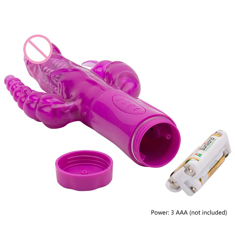Erotic Sextoys Triple Pleasure Rabbit Vibrator Double Penetration Dildo Anal Stimulator G Spot Toys for Adult Sex Toys for Woman