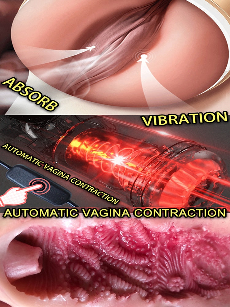 Large Sex Doll Electric Vagina Vibrating Contractions Love Toys Real Skin Texture 3D Masturbator Masturbate Jelly Chest