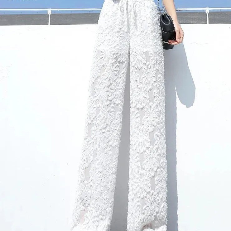 Fashion Elastic Waist Loose Solid Straight Wide Leg Pants Temperament Patchwork Elegant Casual Spring Summer Women's Clothing, Mike Armstrong