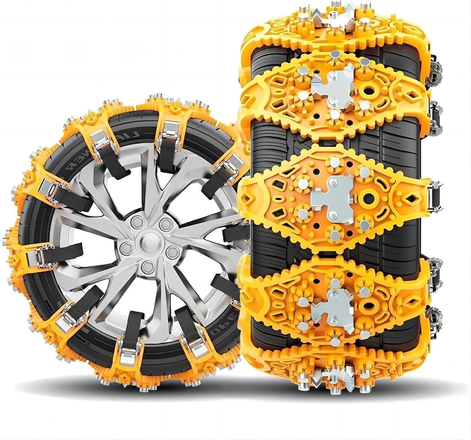 Tire Chains 8Pcs Snow Chains Emergency Anti Slip Wheel Snow Anti-skid Chains Winter Universal Security Chains Tire Width 165mm-275mm/6.5-10.8'', Traction Thickening Durable for Most Cars/SUV/Trucks