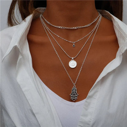 ENCHANTING MULTI-PENDANT LAYERED NECKLACE