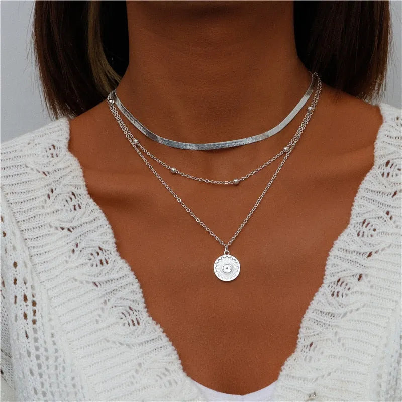 ENCHANTING MULTI-PENDANT LAYERED NECKLACE