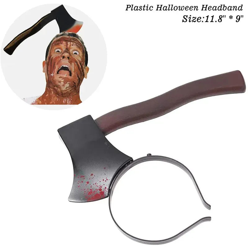 Halloween Costume Scary Weapon Headbands Rubber Plastic Knife Axe Cleaver and Scissor Horror Crown For Teen Men Halloween Decor