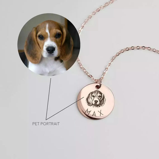 Personalized Pet Photo Initial Date Necklace Stainless Steel Engraved Disc Pendants Custom For Women Memorial Day Jewelry Gifts