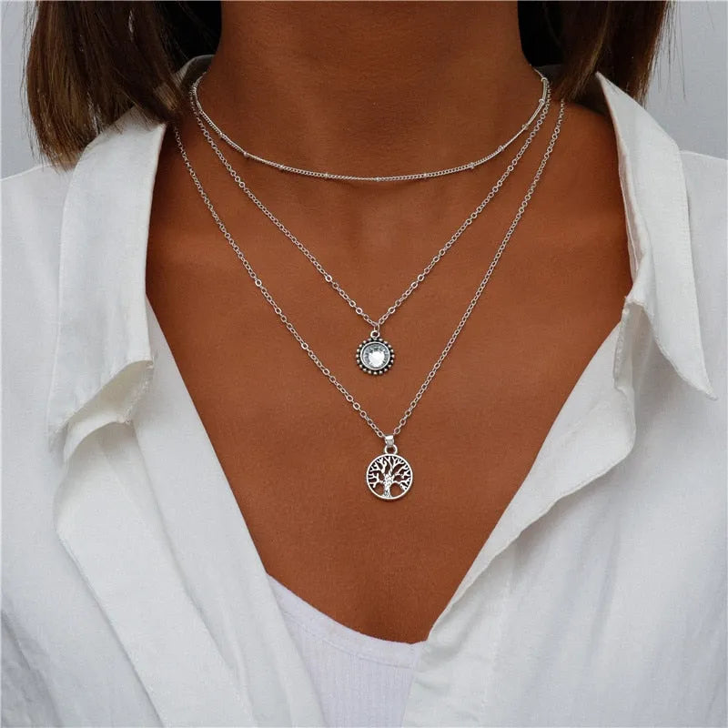 ENCHANTING MULTI-PENDANT LAYERED NECKLACE