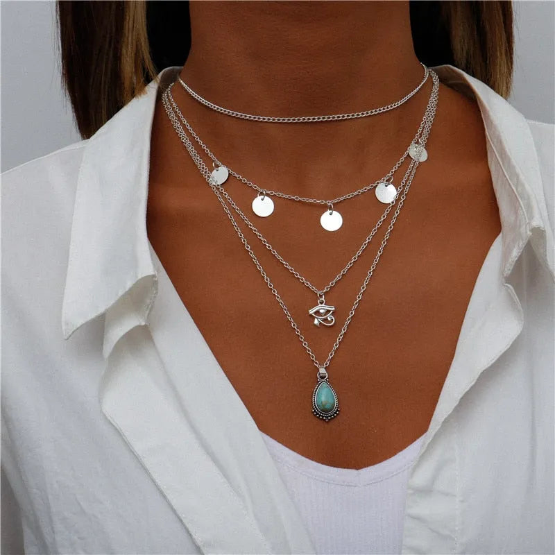 ENCHANTING MULTI-PENDANT LAYERED NECKLACE