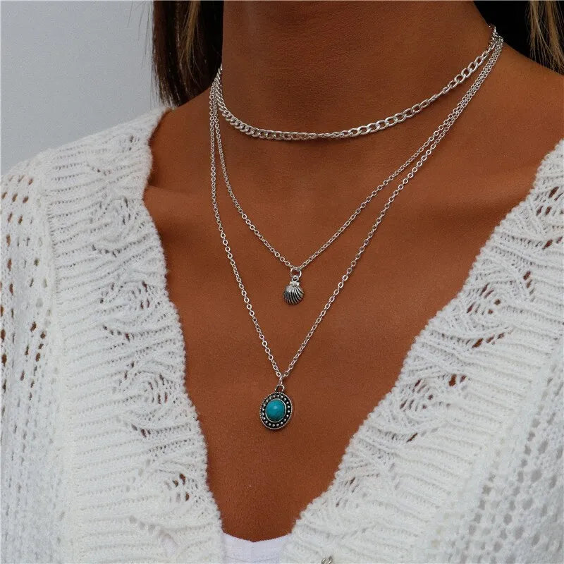 ENCHANTING MULTI-PENDANT LAYERED NECKLACE