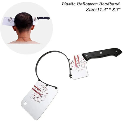Halloween Costume Scary Weapon Headbands Rubber Plastic Knife Axe Cleaver and Scissor Horror Crown For Teen Men Halloween Decor
