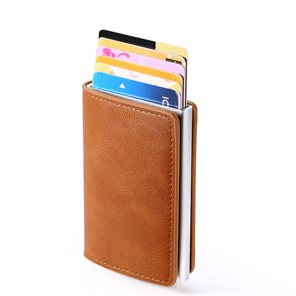 2021 Credit Card Holder Wallet Men Women RFID Aluminium Bank Cardholder Case Vintage Leather Wallet with Money Clips - Mike Armstrong