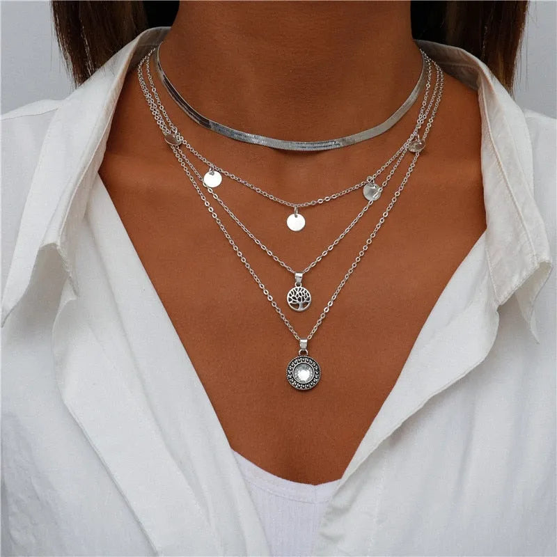 ENCHANTING MULTI-PENDANT LAYERED NECKLACE