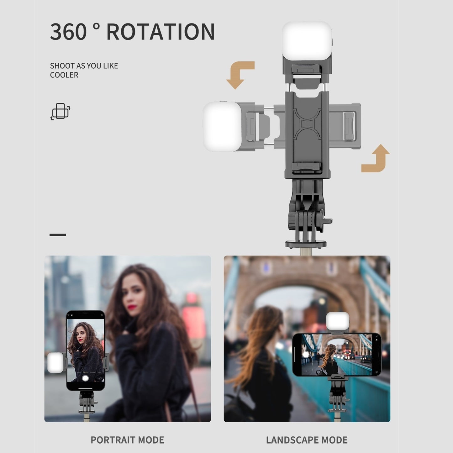 FANGTUOSI Mini Wireless bluetooth selfie stick 2022 New style Foldable mini tripod with Fill Light For IOS Android - Mike Armstrong