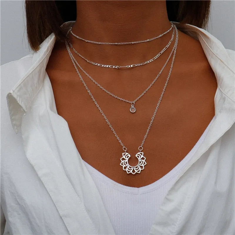 ENCHANTING MULTI-PENDANT LAYERED NECKLACE