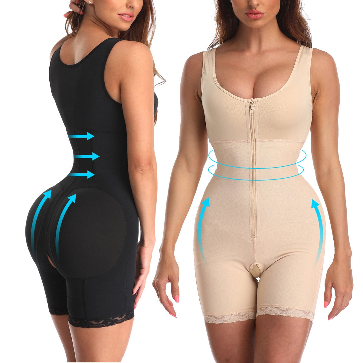 Zip Waist Lace Slimming Shaper Corset Control Shapewear Butt Lifter Strap Body Shaper Underwear Bodysuit Women Plus Size S-6xl - Mike Armstrong