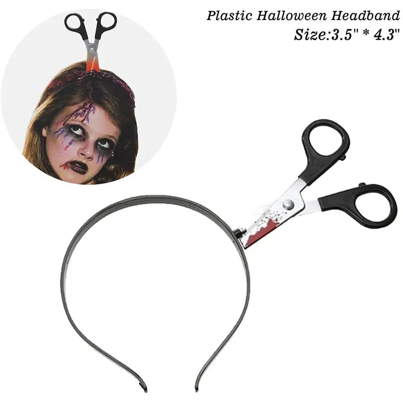 Halloween Costume Scary Weapon Headbands Rubber Plastic Knife Axe Cleaver and Scissor Horror Crown For Teen Men Halloween Decor