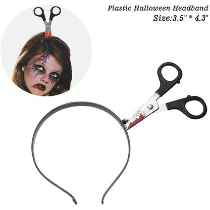 Halloween Costume Scary Weapon Headbands Rubber Plastic Knife Axe Cleaver and Scissor Horror Crown For Teen Men Halloween Decor
