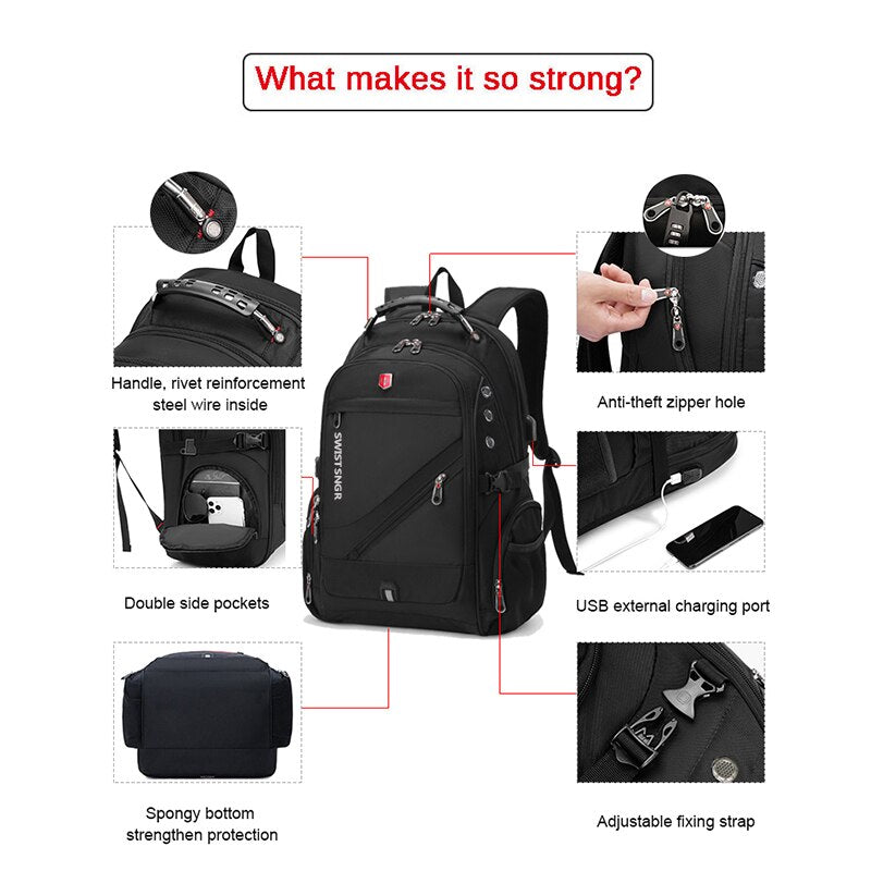 2022 Waterproof 17 Inch Laptop Backpack Men USB Charging Travel Backpack Women Oxford Rucksack Male Vintage School Bag Mochila - Mike Armstrong