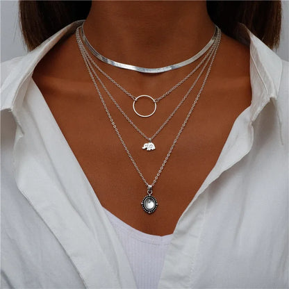 ENCHANTING MULTI-PENDANT LAYERED NECKLACE