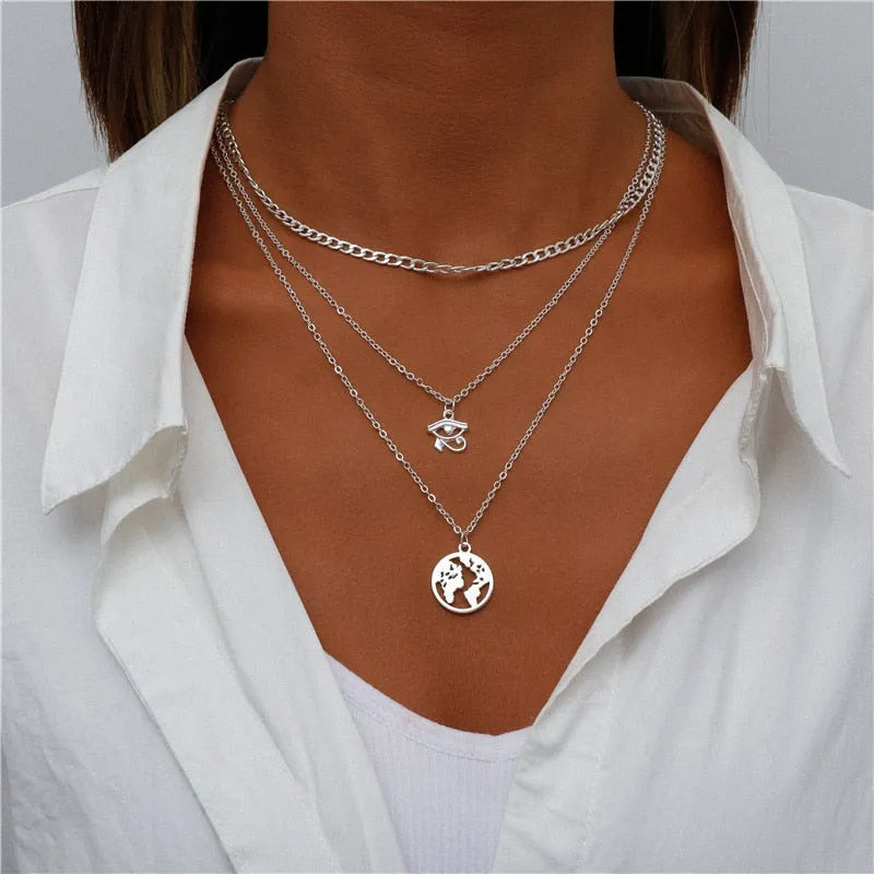 ENCHANTING MULTI-PENDANT LAYERED NECKLACE