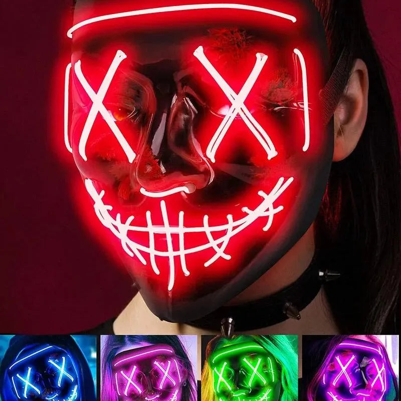 LED Neon Scary Halloween Mask: Illuminate the Night of Horror