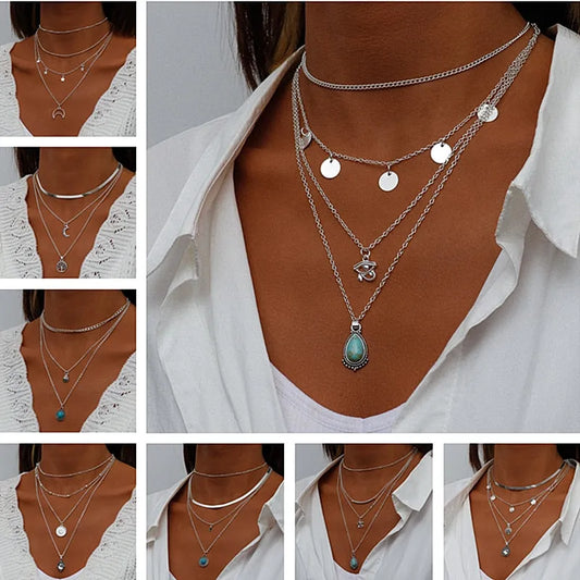 ENCHANTING MULTI-PENDANT LAYERED NECKLACE