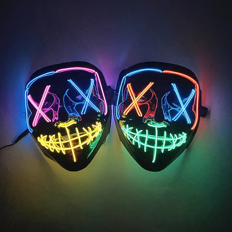 LED Neon Scary Halloween Mask: Illuminate the Night of Horror