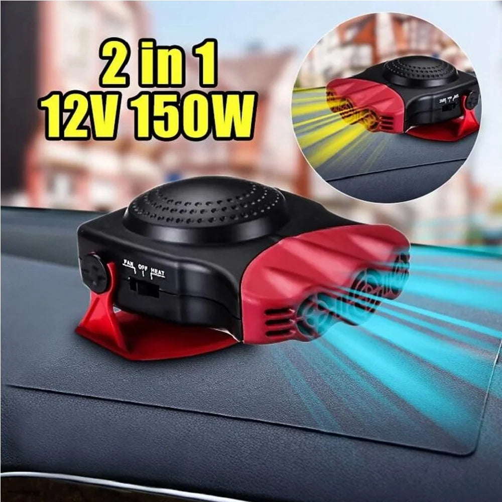 Portable Car Heater 12V 150W – 2-in-1 Heater & Cooling Fan for Windshield Defrost and Defog