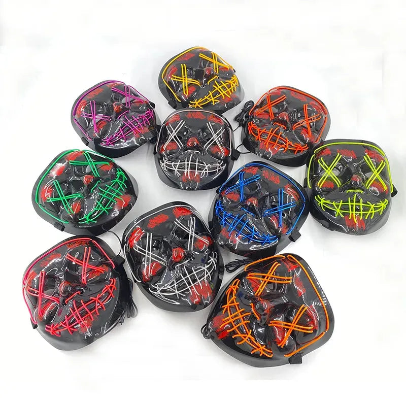 LED Neon Scary Halloween Mask: Illuminate the Night of Horror