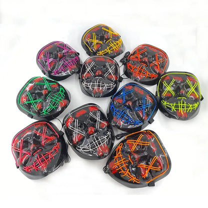 LED Neon Scary Halloween Mask: Illuminate the Night of Horror