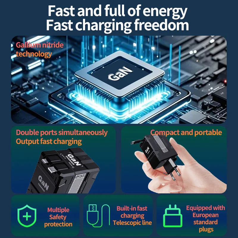 GaN Smart Retractable Charger