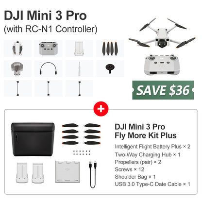 DJI Mini 3 Pro Drone 4K Professional GPS Quadcopter 60fps HD Video Photo 34min Max Flight Time Tri-Directional Obstacle Sensing - Mike Armstrong