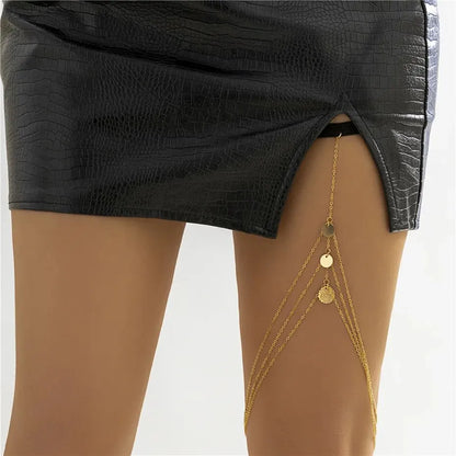 Elastic Leg and Thigh Bandage for Women - Multilayer Adjustable Garter Belt with Sexy Tassel Accents