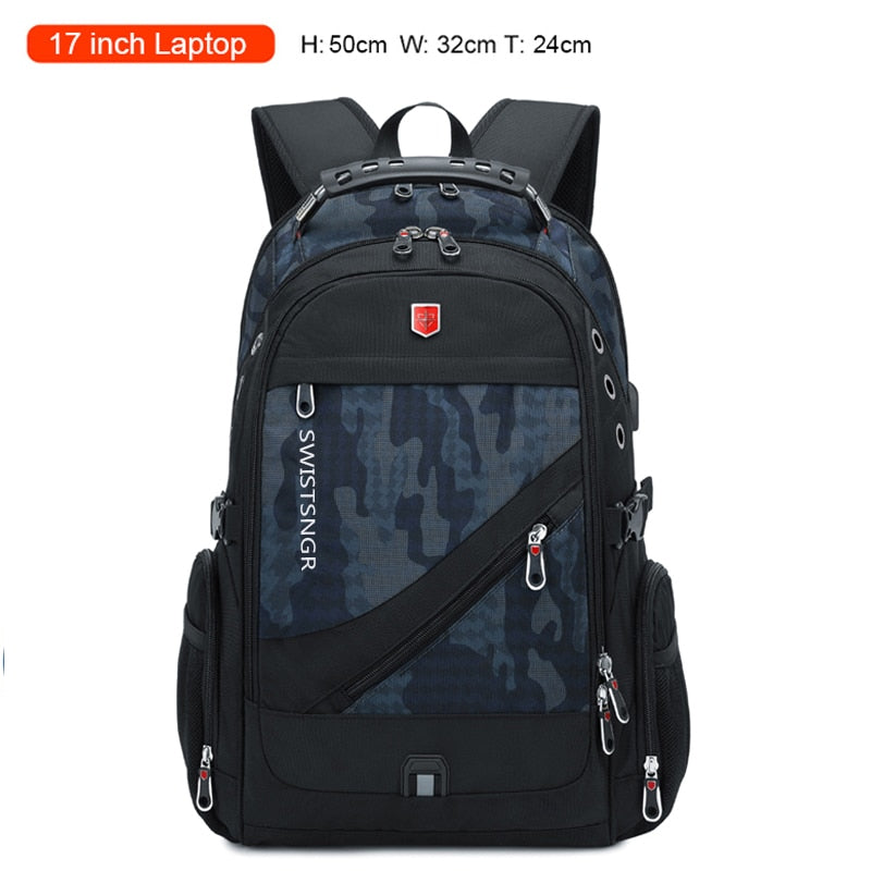 2022 Waterproof 17 Inch Laptop Backpack Men USB Charging Travel Backpack Women Oxford Rucksack Male Vintage School Bag Mochila - Mike Armstrong