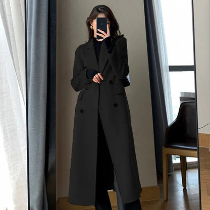 Trench Coat Women Streetwear Double Breasted Wool - Mike Armstrong