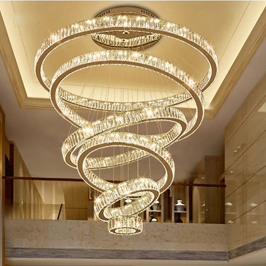 2022 Luxury Pendant Lamp LED Crystal Chandelier Lighting Fixtures Stair Light Polished Stainless For Lobby 110V / 220V Winfordo - Mike Armstrong